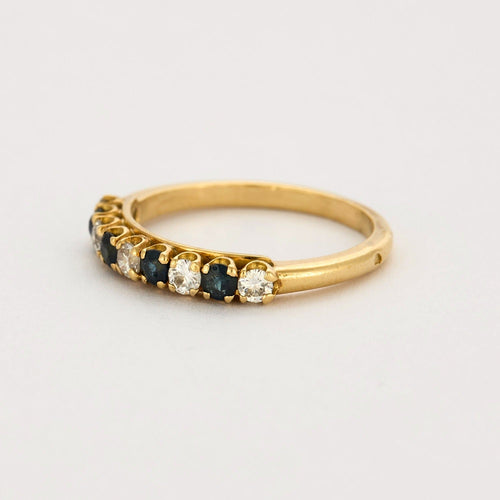 Bague 58 Demie alliance en or jaune diamants et saphirs 58 Facettes DV6291-1-58-2