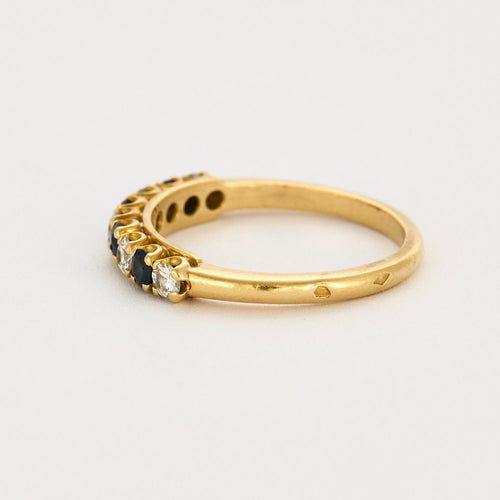 Bague 58 Demie alliance en or jaune diamants et saphirs 58 Facettes DV6291-1-58-2