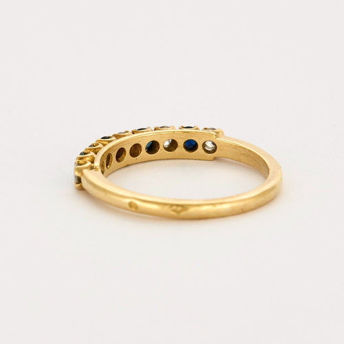 Bague 58 Demie alliance en or jaune diamants et saphirs 58 Facettes DV6291-1-58-2