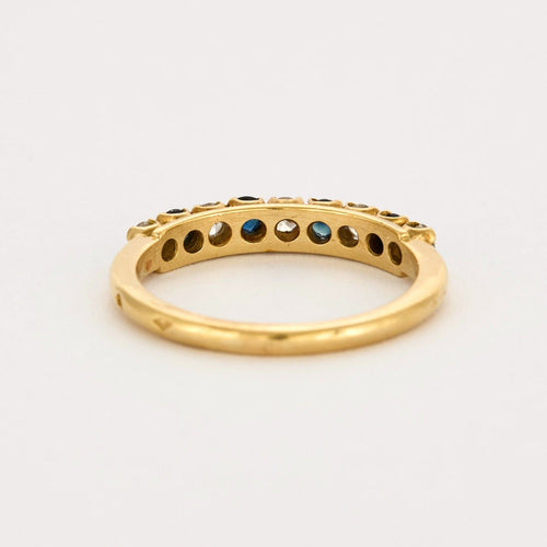 Bague 58 Demie alliance en or jaune diamants et saphirs 58 Facettes DV6291-1-58-2