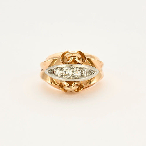 Bague 56 Bague en or jaune, or gris et diamants 58 Facettes DV0013-24-56-3