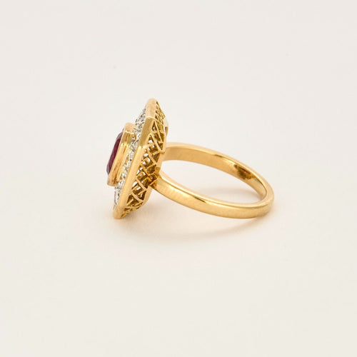 Bague 52 Bague en platine, or jaune, rubis et diamants 58 Facettes DV0780-1-52-1