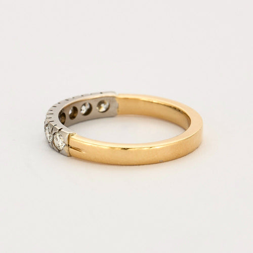 Bagues 58 Demi alliance diamants, or jaune et gris 58 Facettes DV0726-5-58-2