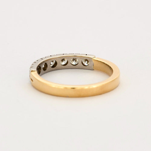 Bagues 58 Demi alliance diamants, or jaune et gris 58 Facettes DV0726-5-58-2