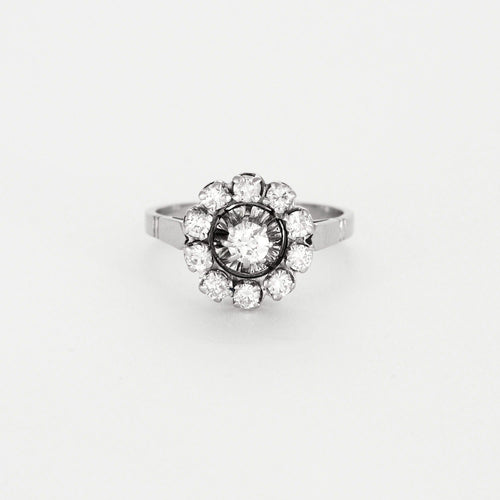 Bague 54 Bague marguerite en or gris et diamants 58 Facettes DV0727-1-54-3