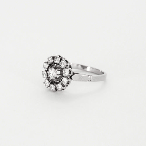 Bague 54 Bague marguerite en or gris et diamants 58 Facettes DV0727-1-54-3