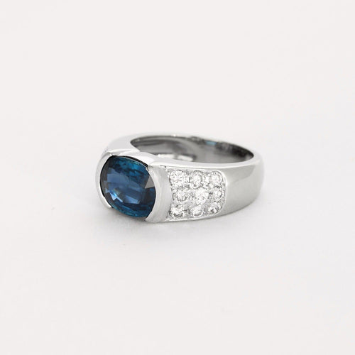 Bague 50 Bague jonc en or gris saphir et diamants 58 Facettes DV6507-1