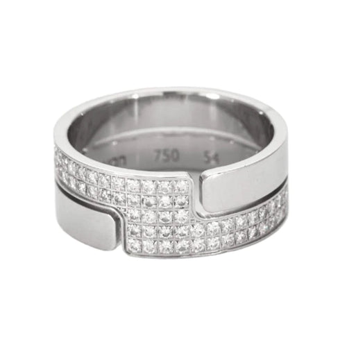 Bague 54 DINH VAN - Bague Seventies moyen modèle or gris et diamant 58 Facettes DV0502-4