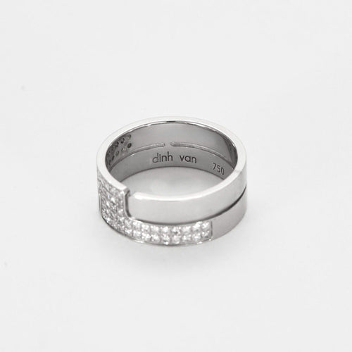 Bague 54 DINH VAN - Bague Seventies moyen modèle or gris et diamant 58 Facettes DV0502-4