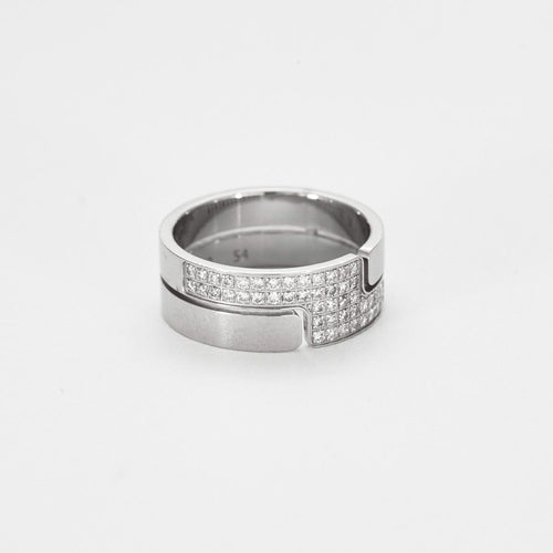 Bague 54 DINH VAN - Bague Seventies moyen modèle or gris et diamant 58 Facettes DV0502-4