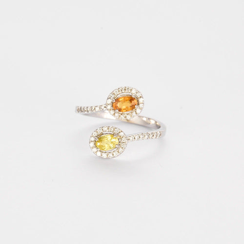 Bague 54 Bague Toi & Moi, Or gris, saphir jaune et grenat spessartite 58 Facettes DV4216-2-54