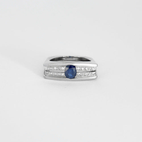 Bague 52 Bague or gris saphir et diamants 58 Facettes DV4836-1