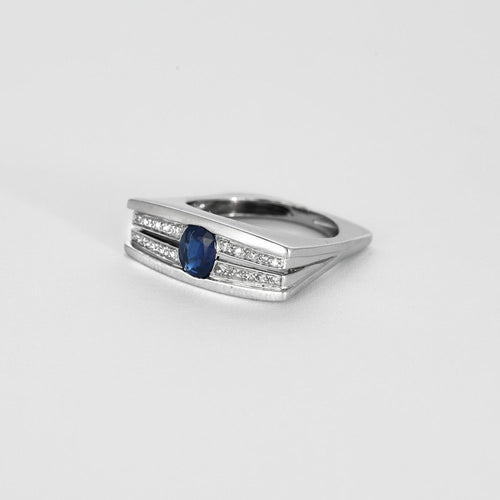 Bague 52 Bague or gris saphir et diamants 58 Facettes DV4836-1