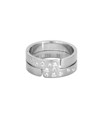 Bague 50 DINH VAN- Bague Or gris "Seventies" moyen modèle et diamant 58 Facettes DV0769-1-50-25