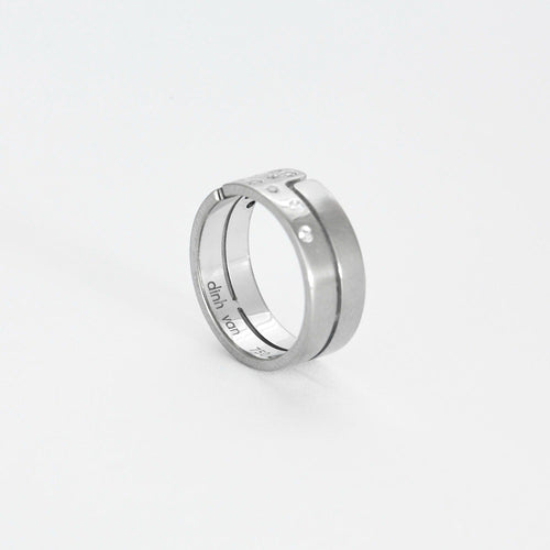 Bague 50 DINH VAN- Bague Or gris "Seventies" moyen modèle et diamant 58 Facettes DV0769-1-50-25
