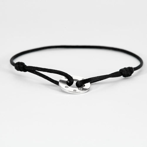 Bracelet DINH VAN - Cible R16 - Bracelet sur cordon en Or blanc et Diamants 58 Facettes DV7353-1