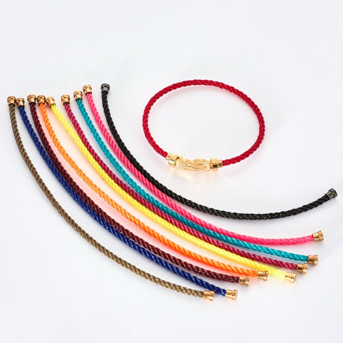 Bracelet FRED-CHANCE INFINIE- Bracelet moyen modèle en or rose et diamants et 10 câbles nylon 58 Facettes DV0581-28