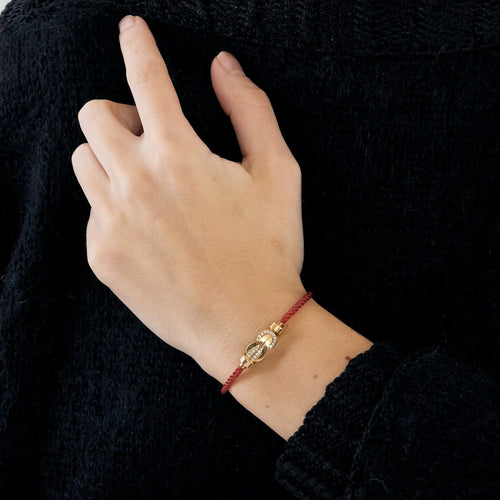 FRED-CHANCE INFINIE- Bracelet moyen modèle en or rose et diamants et 10 câbles nylon 58 Facettes DV0581-28