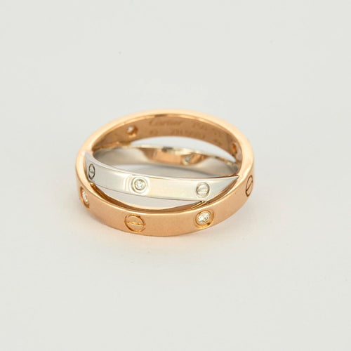 Bague 53 CARTIER - Double Love - Bague Or rose et blanc et Diamants 58 Facettes DV8173-1