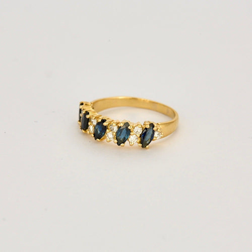 Bague 54 Bague Jarretière or jaune, saphirs et diamants 58 Facettes DV0799-1-54-3