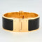 Bracelet HERMES - Bracelet charnière modèle large plaqué or rose et  émail noir 58 Facettes DDV8053-1