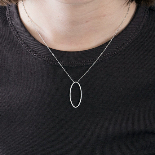 Pendentif TIFFANY & Co-METRO- Pendentif ovale en or blanc et diamant 58 Facettes DV0791-5