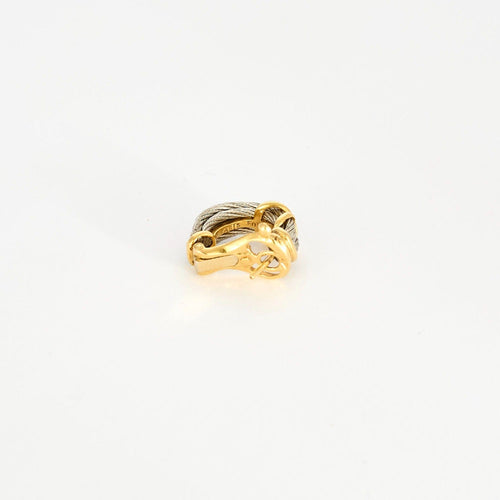 Boucles d'oreilles FRED - FORCE 10 - Créoles petit modèle en or jaune et acier 58 Facettes DDV8600-1