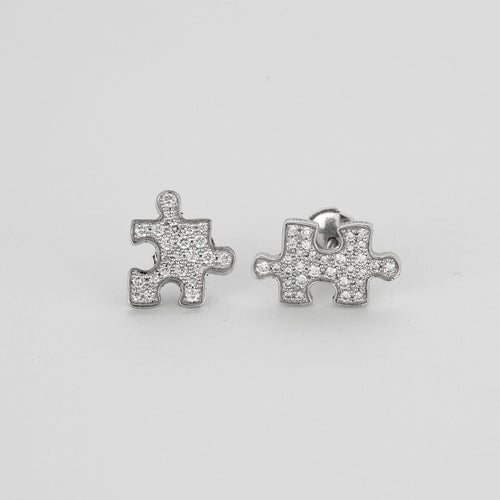 Boucles d'oreilles AKILLIS - PUZZLE- Puce d'oreille en or gris et diamants 58 Facettes DV0776-2