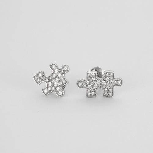 Boucles d'oreilles AKILLIS - PUZZLE- Puce d'oreille en or gris et diamants 58 Facettes DV0776-2