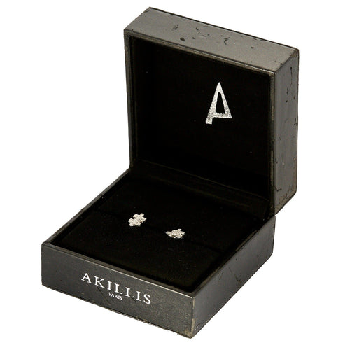 Boucles d'oreilles AKILLIS - PUZZLE- Puce d'oreille en or gris et diamants 58 Facettes DV0776-2