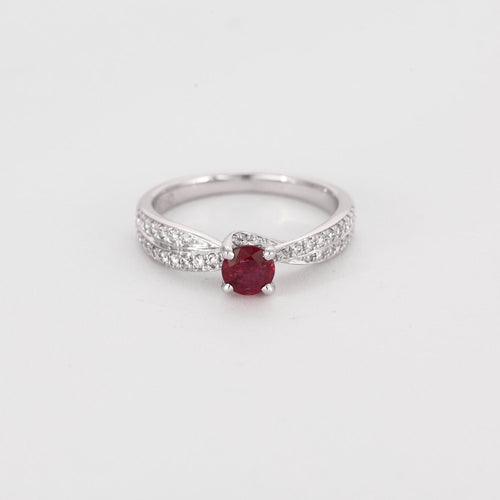 Bague 53 Bague en or blanc, rubis  et diamants 58 Facettes DV5707-7-53-2