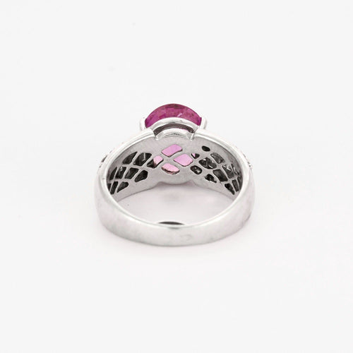 Bague 52 Bague en or gris, saphir rose et diamants 58 Facettes DV7242-5-52-1