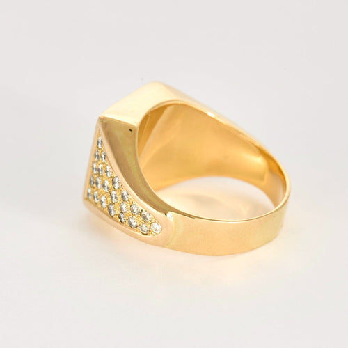Bague 63 Chevalière or jaune et diamants 58 Facettes DV2187-1-63-2
