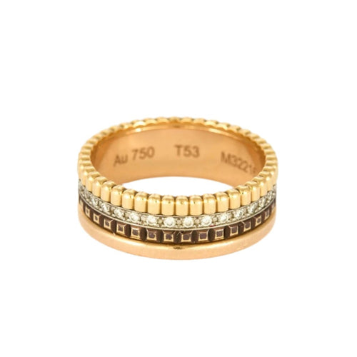 Bague 53 BOUCHERON - Quatre Classique Small - Or rose, blanc, jaune et Diamants et PVD marron 58 Facettes DV8241-2-53-02