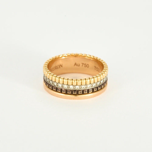 Bague 53 BOUCHERON - Quatre Classique Small - Or rose, blanc, jaune et Diamants et PVD marron 58 Facettes DV8241-2-53-02