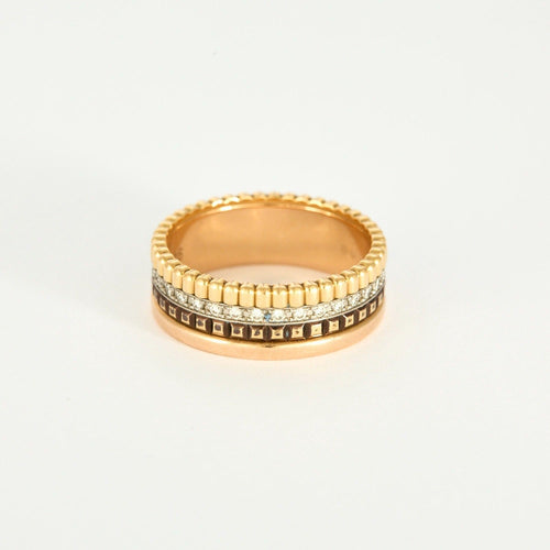 Bague 53 BOUCHERON - Quatre Classique Small - Or rose, blanc, jaune et Diamants et PVD marron 58 Facettes DV8241-2-53-02