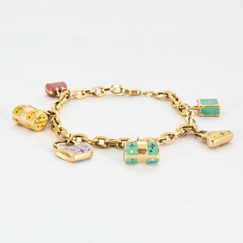 Bracelet Bracelet breloques "Sacs" en or jaune et émail peint 58 Facettes DV0777-1