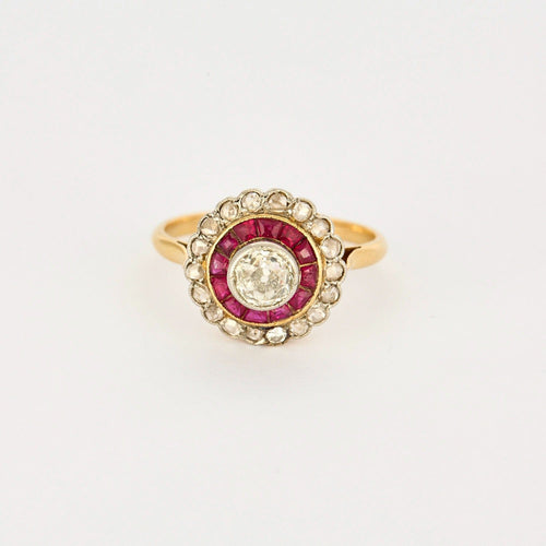 Bague 59 Bague or jaune, rubis calibrés et diamants 58 Facettes DV0777-5-59-2
