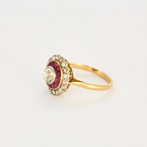Bague 59 Bague or jaune, rubis calibrés et diamants 58 Facettes DV0777-5-59-2