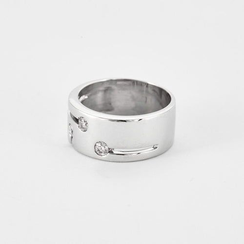Bague 56 CAREL - Large anneau en or gris et diamants 58 Facettes DV1488-6-56-3