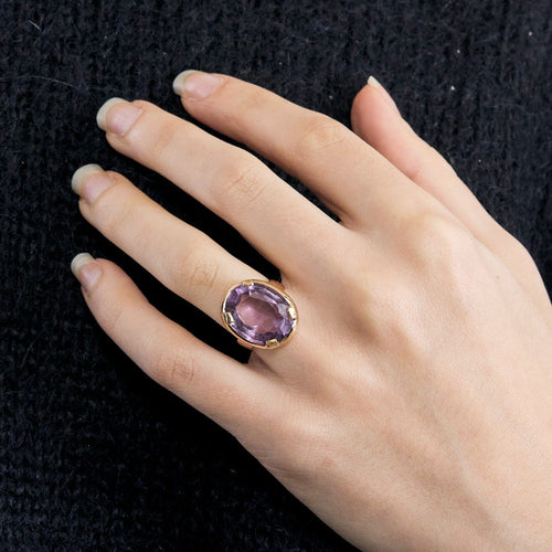Bague 49 Bague or jaune et améthyste 58 Facettes DV9061-2-49-2