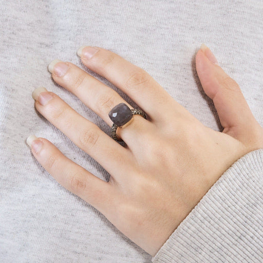 Bague 55 POMELLATO - Nudo Maxi - Bague en Or rose, Pierre de lune et Diamants cognac 58 Facettes DV0184-21-DV0882-1