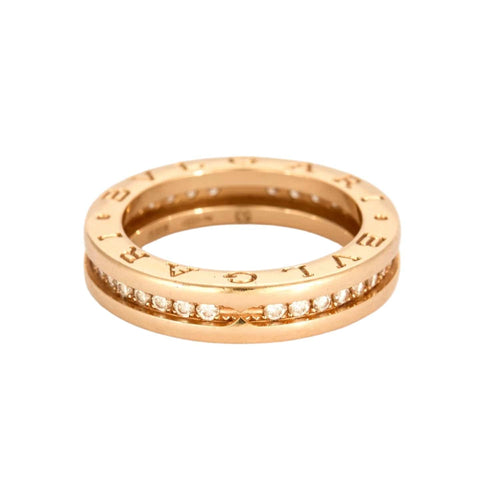 Bague 53 BULGARI - B.zéro1 - Alliance tour complet en or rose et diamants 58 Facettes DV7909-4
