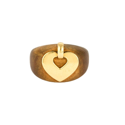 Bague 52 POIRAY - COEUR SECRET- Bague en or jaune et bois de santal 58 Facettes DV0834-2-52-1