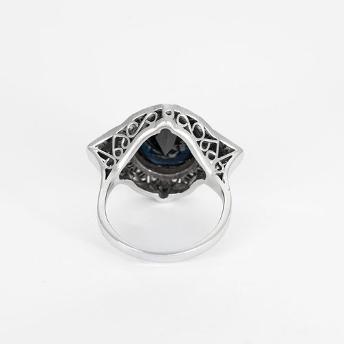 Bague 57 Bague Art déco en or gris, saphir et diamants 58 Facettes DV6618-2-57-3
