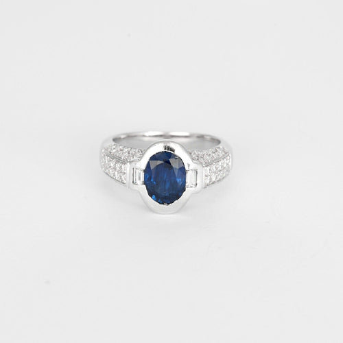 Bague 51 Bague en or blanc, saphir et diamants 58 Facettes DV7594-1-51-2