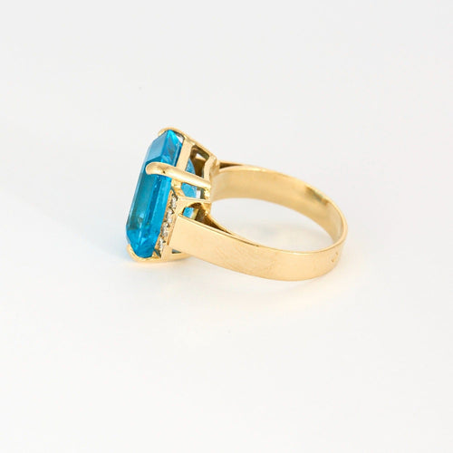 Bague 54 Bague en or jaune, topaze bleue et diamants 58 Facettes DV9335-1-54-3