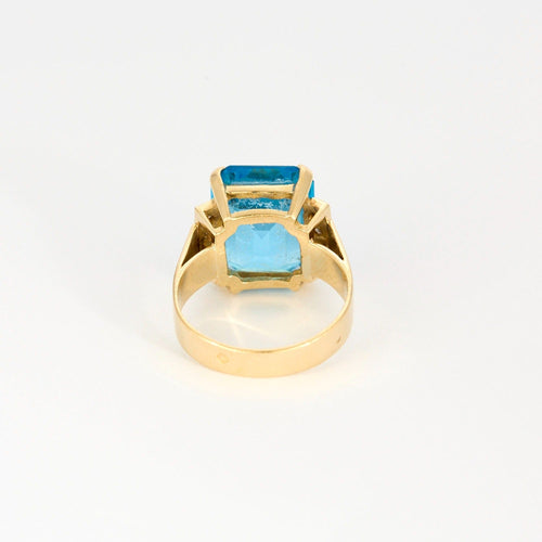Bague 54 Bague en or jaune, topaze bleue et diamants 58 Facettes DV9335-1-54-3
