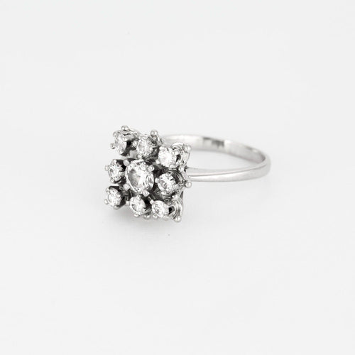Bague 50 Bague chaton carré,  or gris et diamants 58 Facettes DV8127-2-50-2