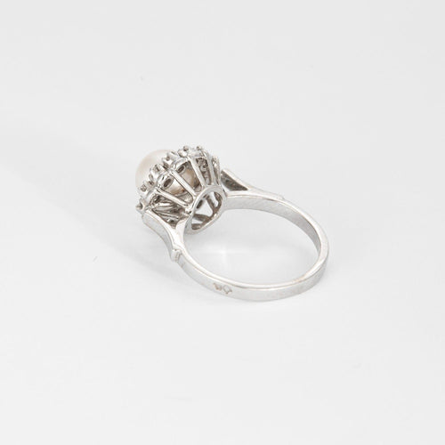 Bague 50 Bague Marguerite or blanc, perle et diamants 58 Facettes DV0846-16-50-2